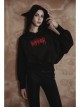 Pure Cotton Threaded Elastic Hem Witch Hat Gothic Letter Printing Sweater