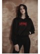 Pure Cotton Threaded Elastic Hem Witch Hat Gothic Letter Printing Sweater