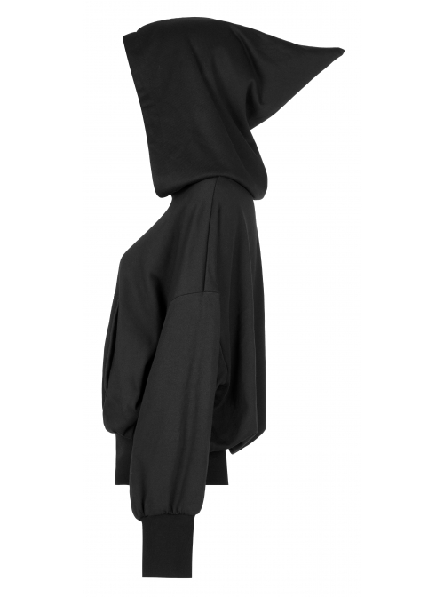 Pure Cotton Threaded Elastic Hem Witch Hat Gothic Letter Printing Sweater