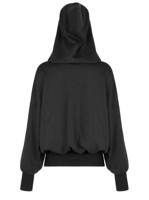 Pure Cotton Threaded Elastic Hem Witch Hat Gothic Letter Printing Sweater