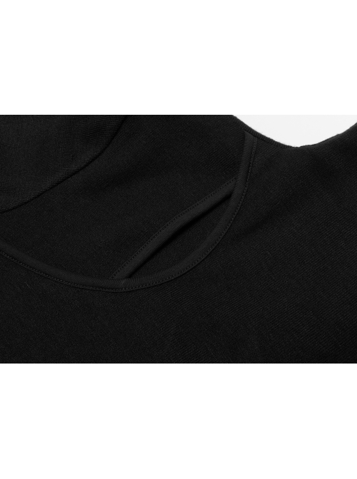Punk Black High Collar Pointed Hem Cut-Out Fit T-Shirt