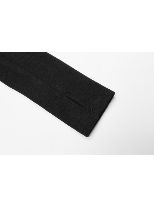 Punk Black High Collar Pointed Hem Cut-Out Fit T-Shirt