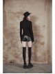 Punk Black High Collar Pointed Hem Cut-Out Fit T-Shirt