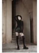Punk Black High Collar Pointed Hem Cut-Out Fit T-Shirt
