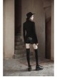 Punk Black High Collar Pointed Hem Cut-Out Fit T-Shirt