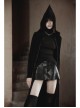 Punk Black High Collar Pointed Hem Cut-Out Fit T-Shirt
