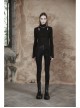 Punk Black High Collar Pointed Hem Cut-Out Fit T-Shirt