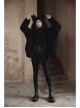 Punk Black High Collar Pointed Hem Cut-Out Fit T-Shirt