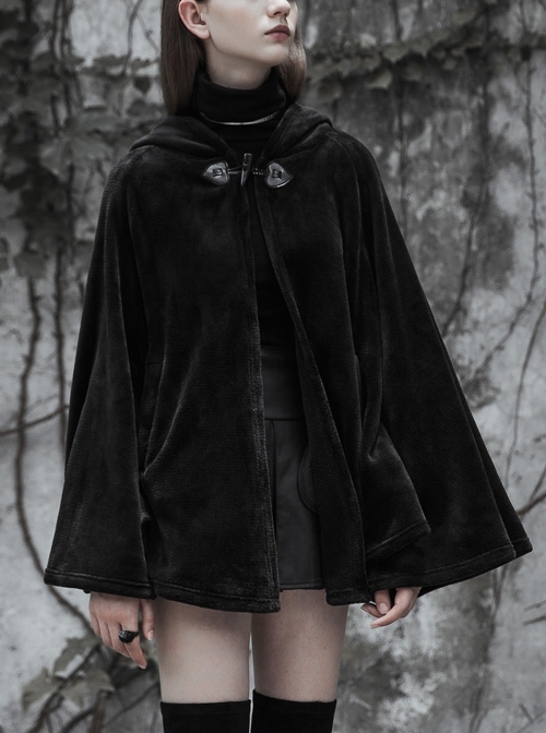 Punk Cloak Design Irregular Hem Silver Meniscus Embroidery Dark Velvet Embroidered Cloak Jacket