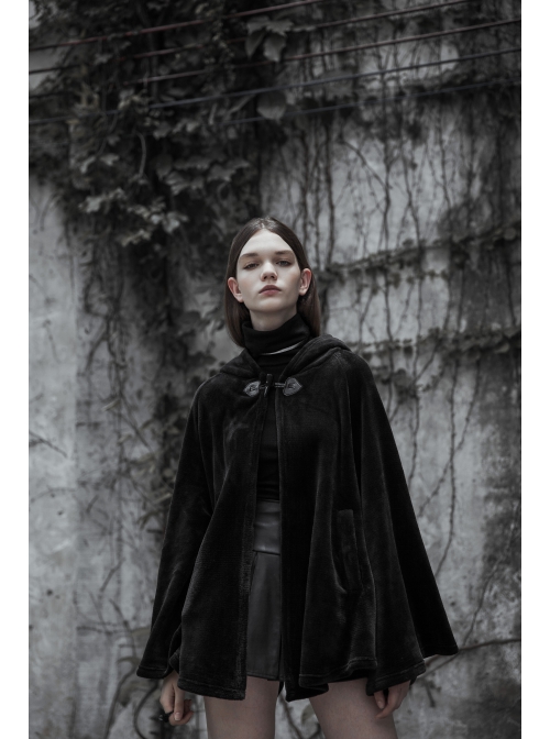 Punk Cloak Design Irregular Hem Silver Meniscus Embroidery Dark Velvet Embroidered Cloak Jacket