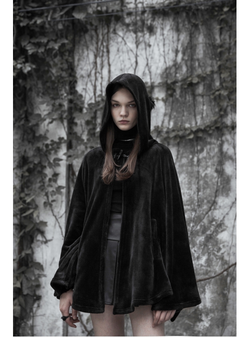 Punk Cloak Design Irregular Hem Silver Meniscus Embroidery Dark Velvet Embroidered Cloak Jacket