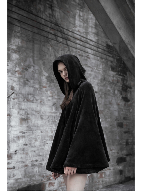 Punk Cloak Design Irregular Hem Silver Meniscus Embroidery Dark Velvet Embroidered Cloak Jacket