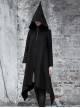 Punk Black Pointed Witch Hat Design Metal Zipper Decoration Dark Loose Irregular Woolen Coat