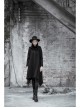 Punk Black Pointed Witch Hat Design Metal Zipper Decoration Dark Loose Irregular Woolen Coat