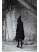 Punk Black Pointed Witch Hat Design Metal Zipper Decoration Dark Loose Irregular Woolen Coat