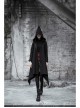 Punk Black Pointed Witch Hat Design Metal Zipper Decoration Dark Loose Irregular Woolen Coat