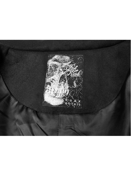 Punk Black Pointed Witch Hat Design Metal Zipper Decoration Dark Loose Irregular Woolen Coat