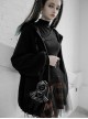 Punk Velvet Clown Hat Design Bunny Doll Backpack Decoration Medium-Length Coat