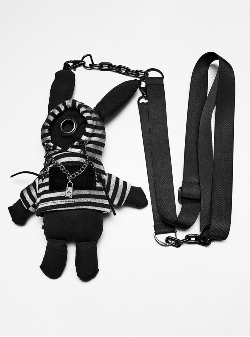 Punk Velvet Clown Hat Design Bunny Doll Backpack Decoration Medium-Length Coat