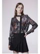 Lightweight Waste Series Printed Woven Fabric Small Shoulder Pad Design V-Neck Shirt