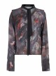 Lightweight Waste Series Printed Woven Fabric Small Shoulder Pad Design V-Neck Shirt