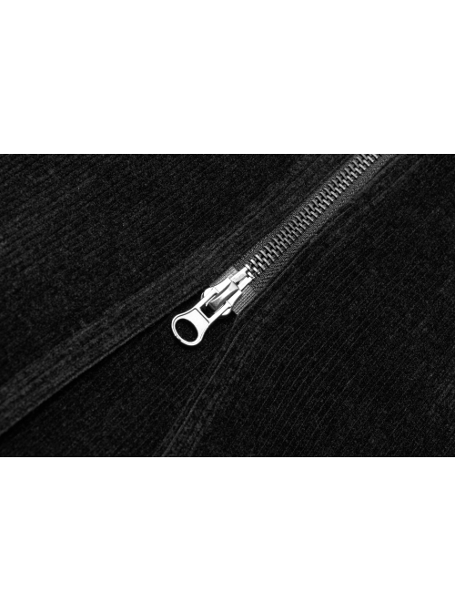 Punk Plush Fabric Wizard Hat Metal Zipper Decoration Collect Waist Knit Long Coat