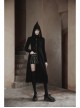 Punk Plush Fabric Wizard Hat Metal Zipper Decoration Collect Waist Knit Long Coat