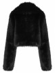 Punk Long woolly Heart-Shaped Buckle Belt Design Loose Black Short Coat