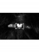 Punk Long woolly Heart-Shaped Buckle Belt Design Loose Black Short Coat