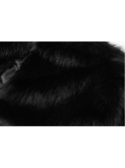 Punk Long woolly Heart-Shaped Buckle Belt Design Loose Black Short Coat
