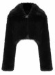 Punk Long woolly Heart-Shaped Buckle Belt Design Loose Black Short Coat