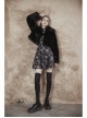 Punk Long woolly Heart-Shaped Buckle Belt Design Loose Black Short Coat