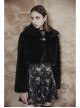 Punk Long woolly Heart-Shaped Buckle Belt Design Loose Black Short Coat