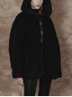 Black Punk Fox Pointed Ear Design Woolly Loose Medium Length Sweater Coat