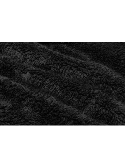 Black Punk Fox Pointed Ear Design Woolly Loose Medium Length Sweater Coat