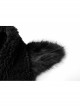 Black Punk Fox Pointed Ear Design Woolly Loose Medium Length Sweater Coat