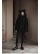 Black Punk Fox Pointed Ear Design Woolly Loose Medium Length Sweater Coat