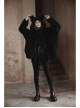 Black Punk Fox Pointed Ear Design Woolly Loose Medium Length Sweater Coat