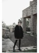 Black Punk Fox Pointed Ear Design Woolly Loose Medium Length Sweater Coat