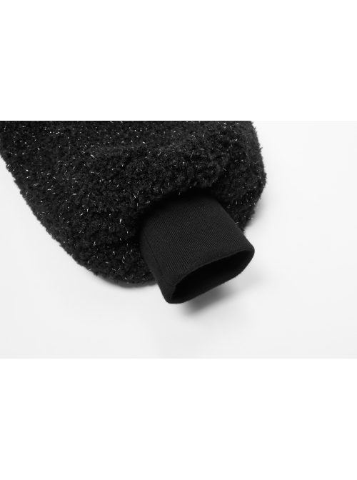 Black Punk Metal Zipper Decoration Woolly Bear Ears Drawstring Short Jacket