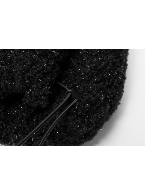 Black Punk Metal Zipper Decoration Woolly Bear Ears Drawstring Short Jacket