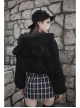 Black Punk Metal Zipper Decoration Woolly Bear Ears Drawstring Short Jacket