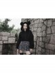 Black Punk Metal Zipper Decoration Woolly Bear Ears Drawstring Short Jacket