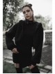 Black Punk Metal Zipper Decoration Woolly Bear Ears Drawstring Short Jacket