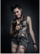 Punk Cortex Rivet Design Metal Chain Hole Decoration Five Finger Ring Skull Gloves