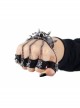 Punk Cortex Rivet Design Metal Chain Hole Decoration Five Finger Ring Skull Gloves