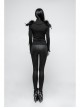 Black Gothic Flocking Iron Chain Decoration Feather Leather Shoulder Knot