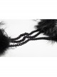 Black Gothic Flocking Iron Chain Decoration Feather Leather Shoulder Knot