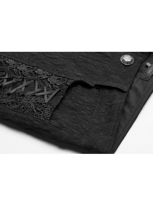 Gothic Stretch Tight Jacquard Printed Decoration Black Bottom Trousers