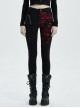 Punk Stretch Weaved Fabric Buttonhole Drawstring Zipper Design Women Trousers